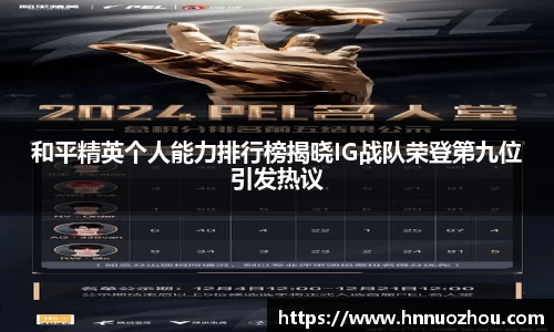 和平精英个人能力排行榜揭晓IG战队荣登第九位引发热议
